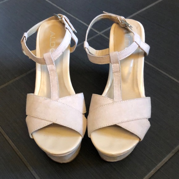Aldo Solid Nude Platform Sandals 👡 - Picture 1 of 6